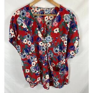 Whisper Floral V Neck Blouse size 2xl